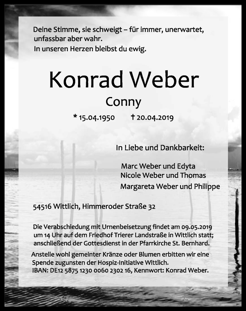  Traueranzeige für Konrad Weber vom 04.05.2019 aus trierischer_volksfreund