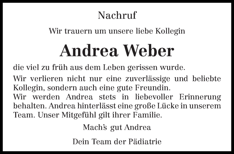  Traueranzeige für Andrea Weber vom 25.06.2019 aus trierischer_volksfreund