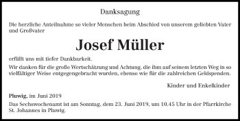 Traueranzeige von Josef Müller von trierischer_volksfreund