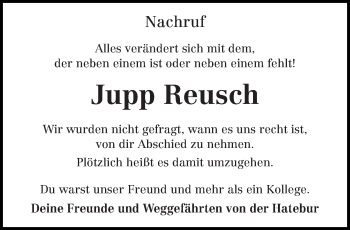 Traueranzeige von Jupp Reusch von trierischer_volksfreund