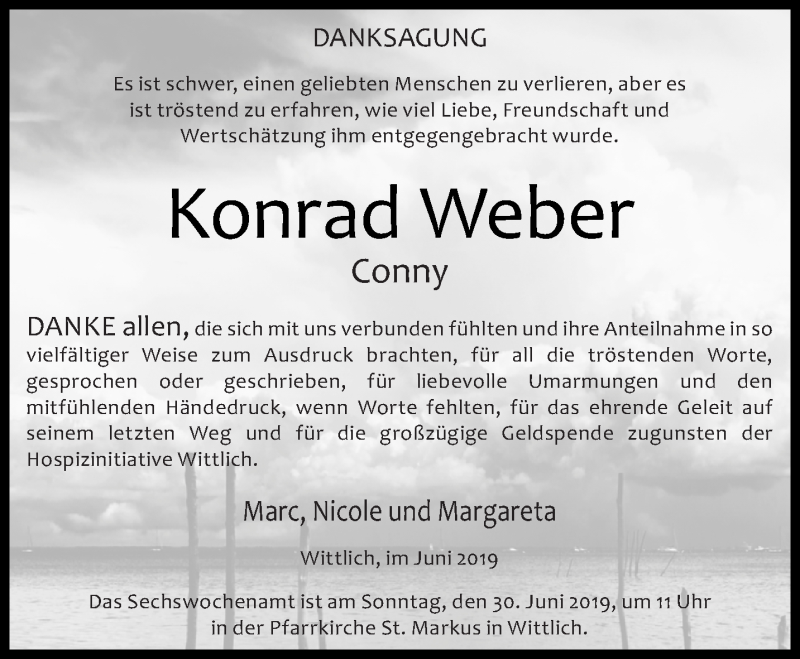  Traueranzeige für Konrad Weber vom 22.06.2019 aus trierischer_volksfreund