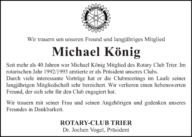  Traueranzeige für Michael König vom 08.06.2019 aus trierischer_volksfreund