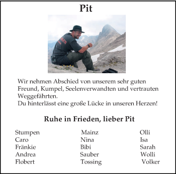 Traueranzeige von Pit  von trierischer_volksfreund