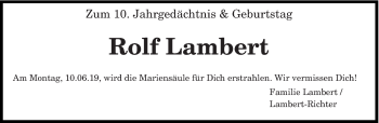 Traueranzeige von Rolf Lambert von trierischer_volksfreund