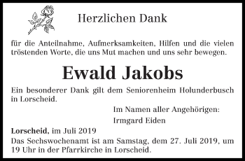 Traueranzeige von Ewald Jakobs von trierischer_volksfreund