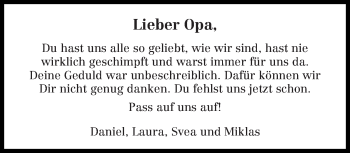 Traueranzeige von Lieber Opa  von trierischer_volksfreund