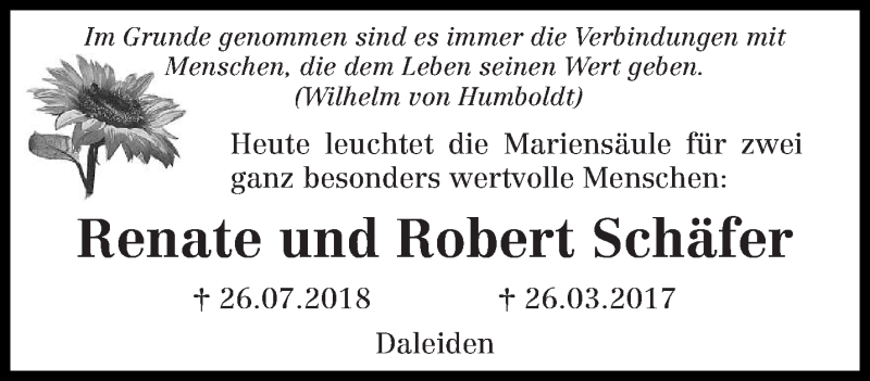  Traueranzeige für Renate und Robert  Schäfer vom 26.07.2019 aus trierischer_volksfreund