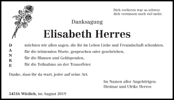 Traueranzeige von Elisabeth Herres von trierischer_volksfreund