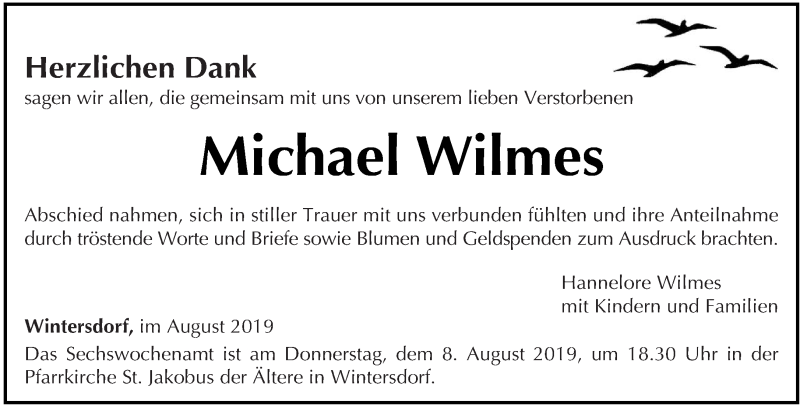  Traueranzeige für Michael Wilmes vom 03.08.2019 aus trierischer_volksfreund