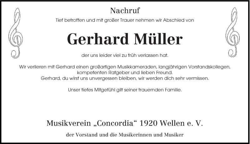  Traueranzeige für Gerhard Müller vom 07.09.2019 aus trierischer_volksfreund