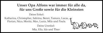 Traueranzeige von Opa Alfons  von trierischer_volksfreund