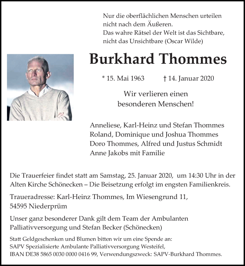  Traueranzeige für Burkhard Thommes vom 20.01.2020 aus trierischer_volksfreund