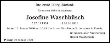 Traueranzeige von Josefine Waschbüsch von trierischer_volksfreund