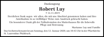 Traueranzeige von Robert Luy von trierischer_volksfreund