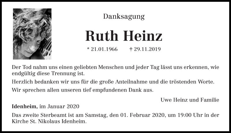  Traueranzeige für Ruth Heinz vom 29.01.2020 aus trierischer_volksfreund