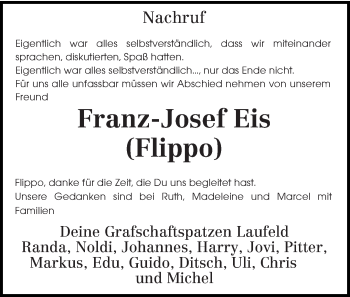 Traueranzeige von Franz-Josef Eis von trierischer_volksfreund