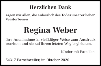 Traueranzeige von Regina Weber von trierischer_volksfreund