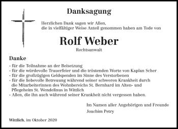 Traueranzeige von Rolf Weber von trierischer_volksfreund