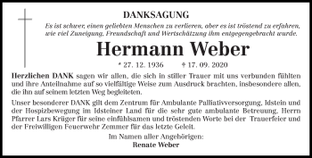 Traueranzeige von Hermann Weber von trierischer_volksfreund