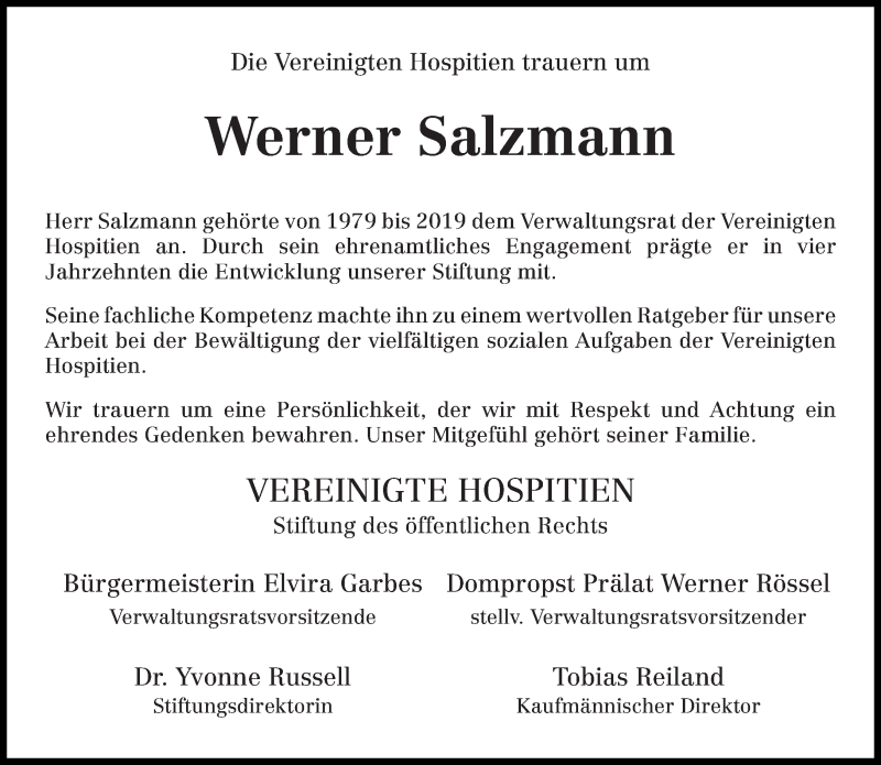  Traueranzeige für Werner Salzmann vom 21.11.2020 aus trierischer_volksfreund