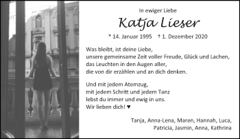 Traueranzeige von Katja Lieser von trierischer_volksfreund