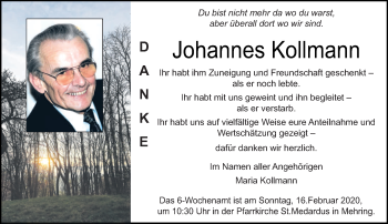 Traueranzeige von Johannes Kollmann von trierischer_volksfreund