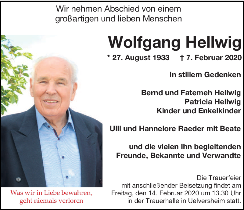  Traueranzeige für Wolfgang Hellwig vom 12.02.2020 aus trierischer_volksfreund