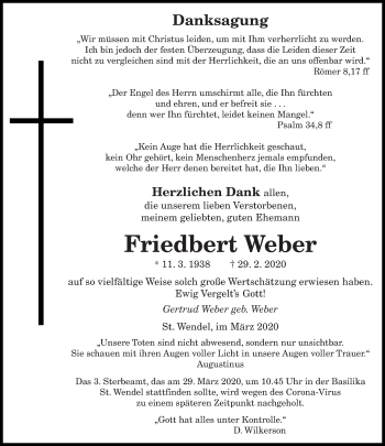 Traueranzeige von Friedbert Weber von trierischer_volksfreund