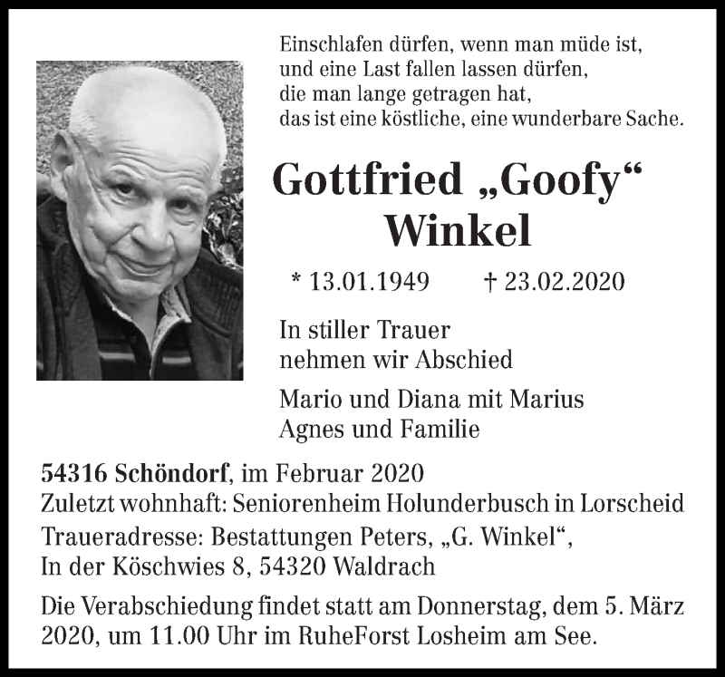  Traueranzeige für Gottfried Winkel vom 29.02.2020 aus trierischer_volksfreund
