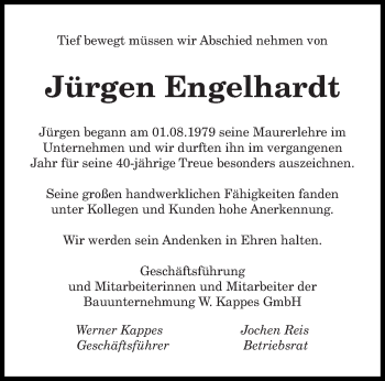 Traueranzeige von Jürgen Engelhardt von trierischer_volksfreund
