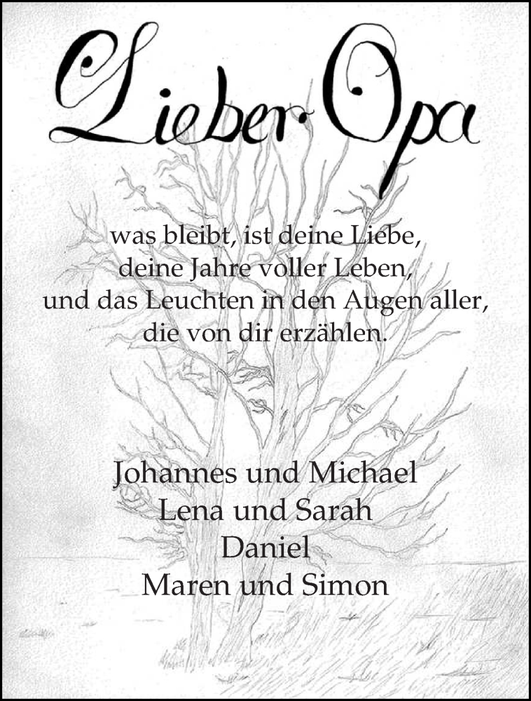 47+ Sprueche traueranzeige opa , Traueranzeigen von Opa Volksfreund.Trauer.de