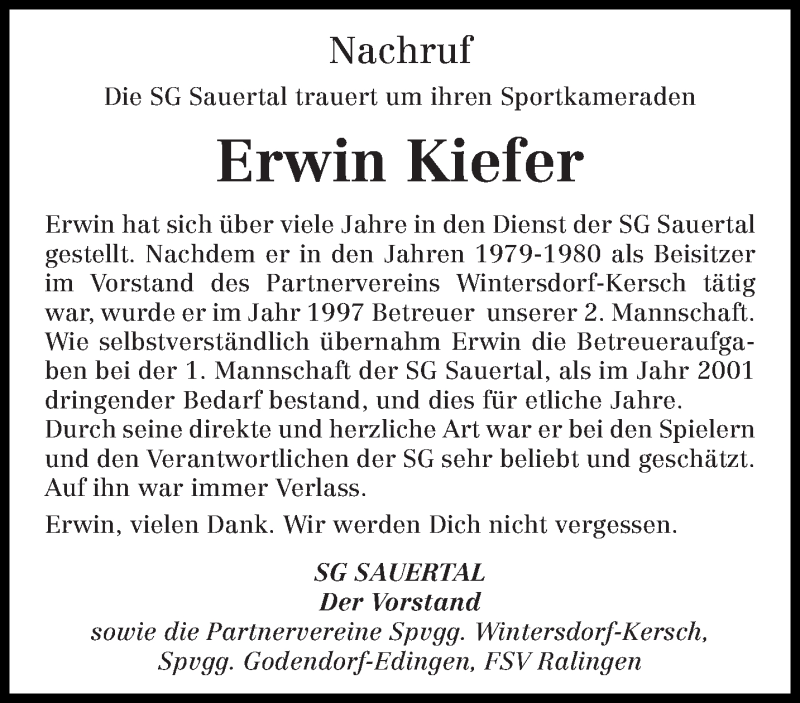  Traueranzeige für Erwin Kiefer vom 09.05.2020 aus trierischer_volksfreund