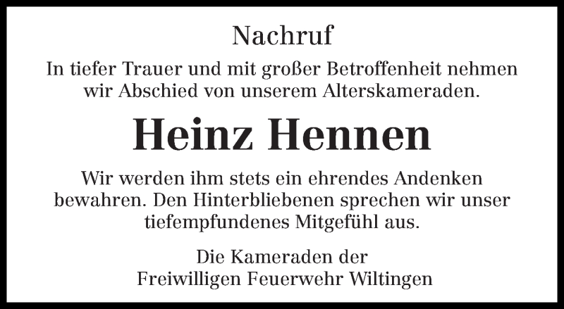  Traueranzeige für Heinz Hennen vom 23.05.2020 aus trierischer_volksfreund