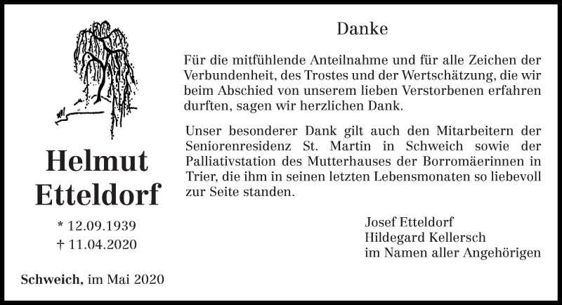 Traueranzeige für Josef Etteldorf vom 29.05.2020 aus trierischer_volksfreund