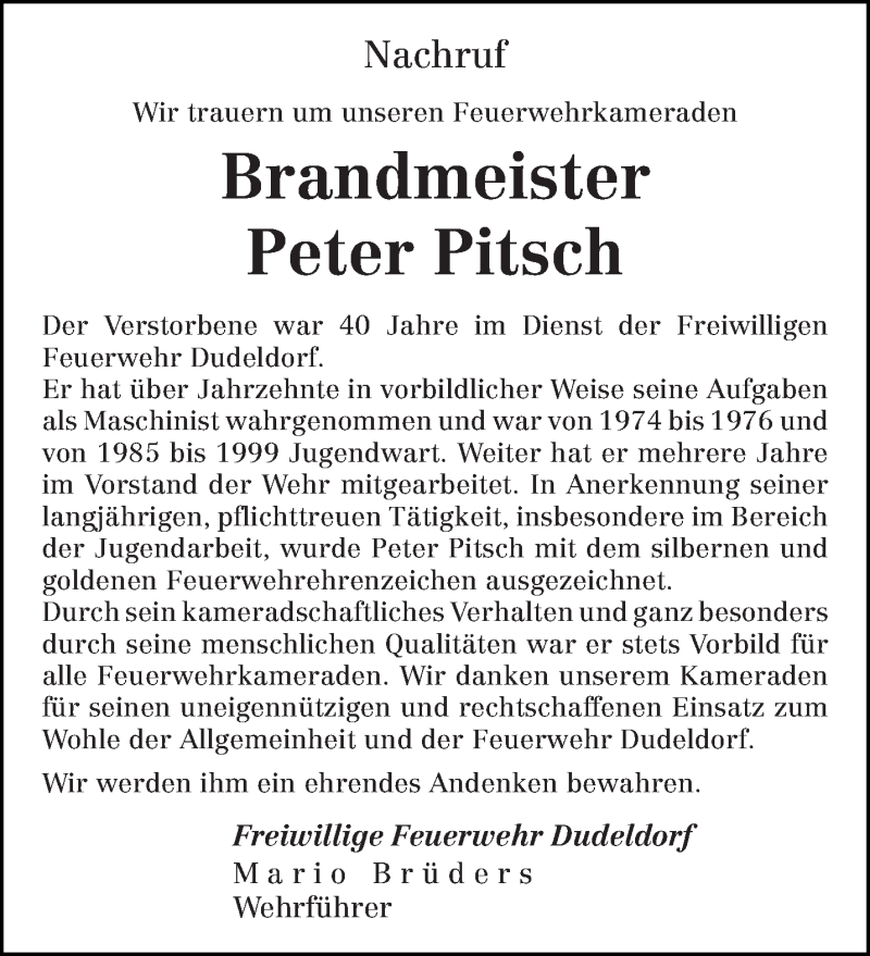  Traueranzeige für Peter Pitsch vom 19.05.2020 aus trierischer_volksfreund