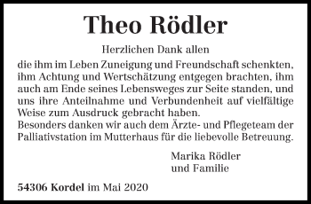 Traueranzeige von Theo Rödler von trierischer_volksfreund