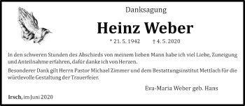 Traueranzeige von Heinz Weber von trierischer_volksfreund