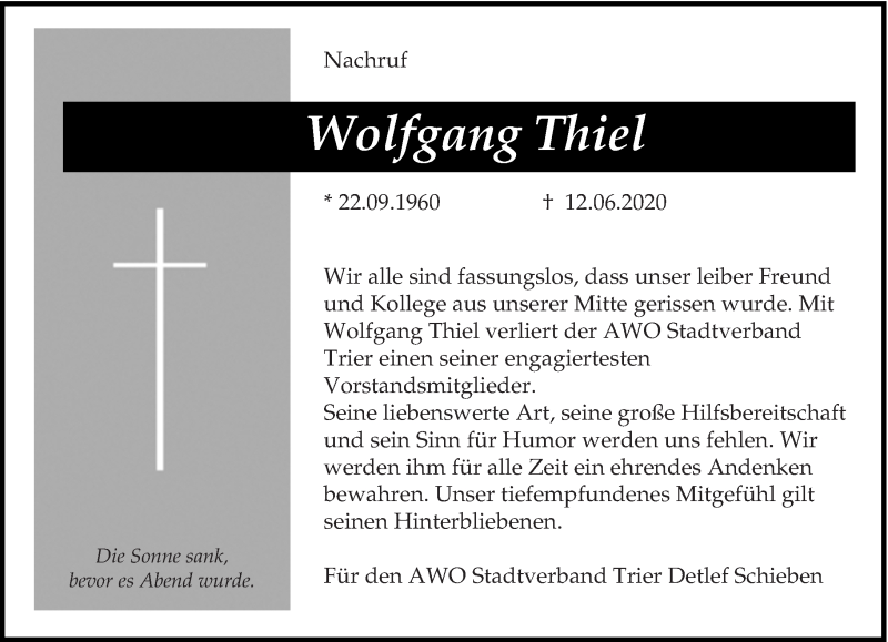  Traueranzeige für Wolfgang Thiel vom 17.06.2020 aus trierischer_volksfreund