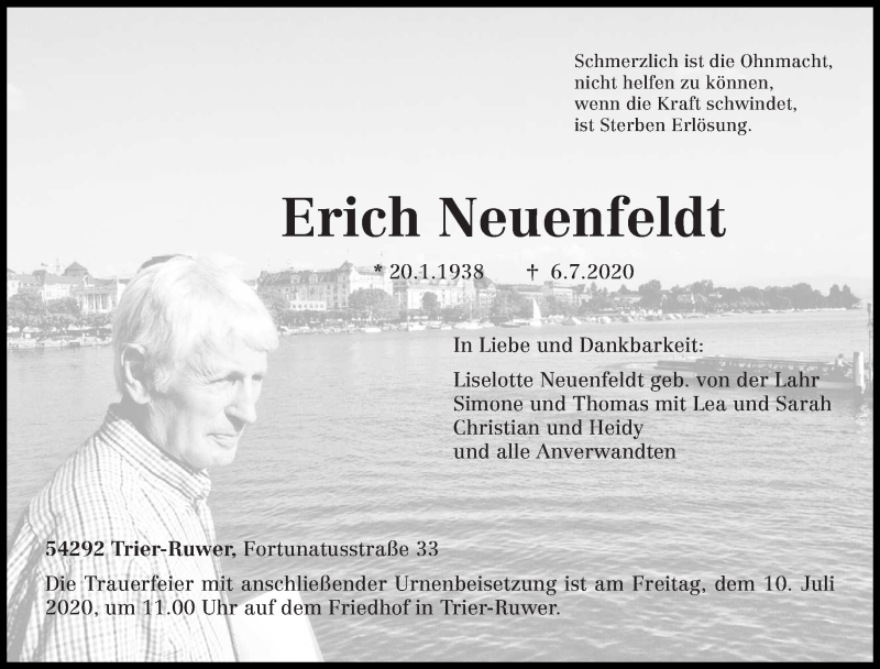  Traueranzeige für Erich Neuenfeldt vom 08.07.2020 aus trierischer_volksfreund