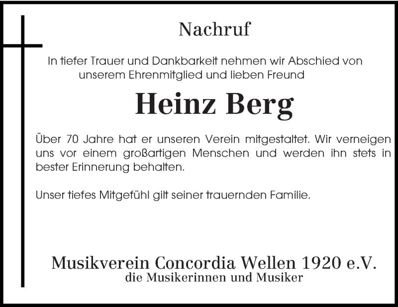  Traueranzeige für Heinz Berg vom 23.07.2020 aus trierischer_volksfreund