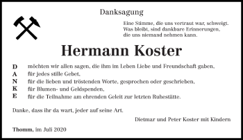 Traueranzeige von Hermann Koster von trierischer_volksfreund