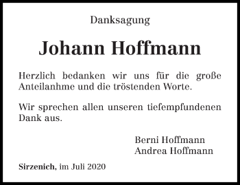 Traueranzeige von Johann Hoffmann von trierischer_volksfreund