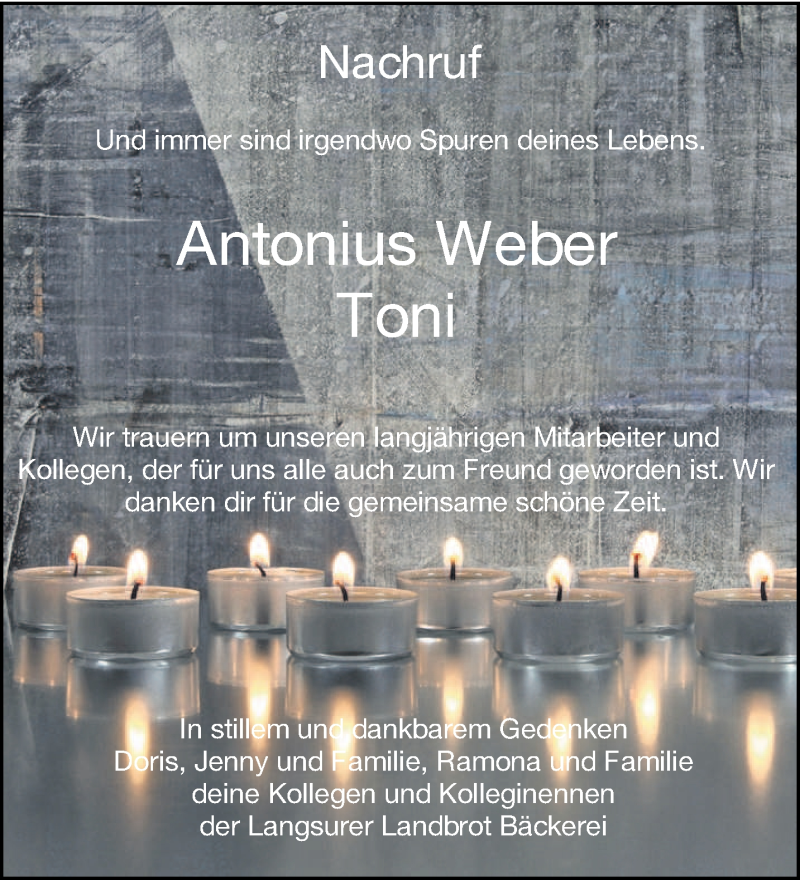  Traueranzeige für Toni Weber vom 13.07.2020 aus trierischer_volksfreund