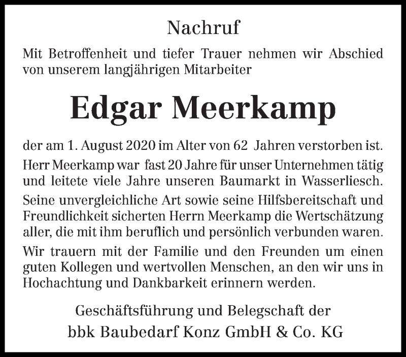  Traueranzeige für Edgar Meerkamp vom 07.08.2020 aus trierischer_volksfreund