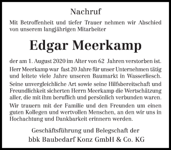 Traueranzeige von Edgar Meerkamp von trierischer_volksfreund