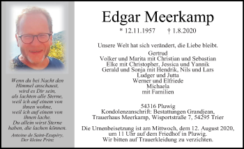 Traueranzeige von Edgar Meerkamp von trierischer_volksfreund