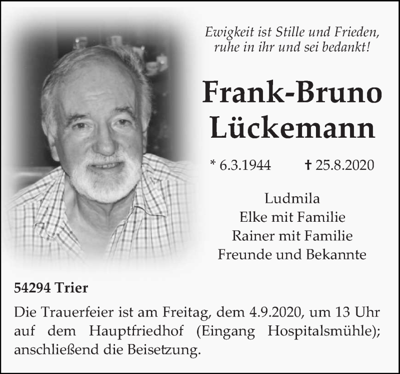  Traueranzeige für Frank-Bruno Lückemann vom 01.09.2020 aus trierischer_volksfreund