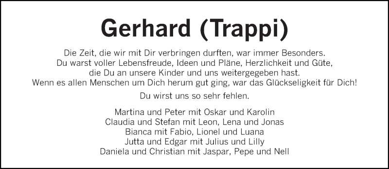  Traueranzeige für Gerhard Trappen vom 25.09.2020 aus trierischer_volksfreund