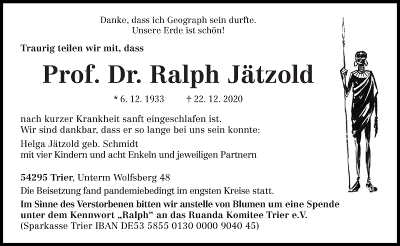  Traueranzeige für Ralph Jätzold vom 31.12.2020 aus trierischer_volksfreund