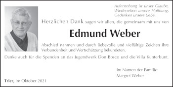 Traueranzeige von Edmund Weber von trierischer_volksfreund